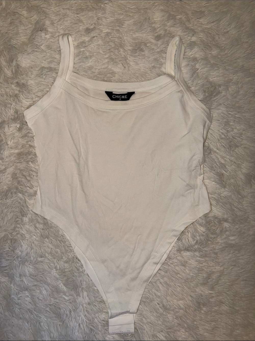 ChicMe White Ribbed Bodysuit Medium